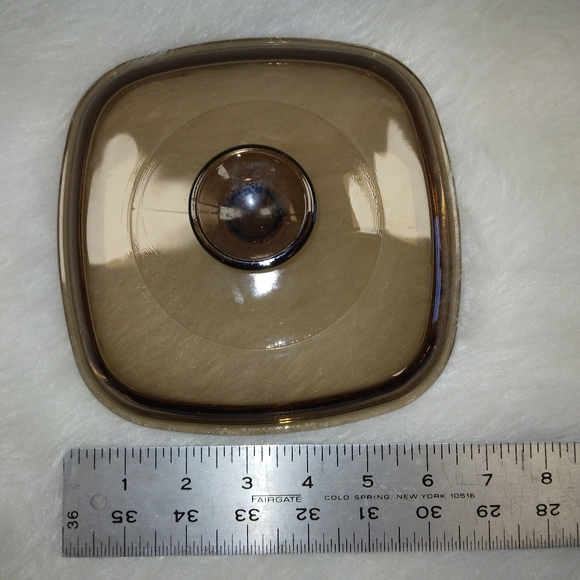 PYREX Amber Square Pyrex Lid ,A-7-C Large Knob, Lid - Picture 6 of 6